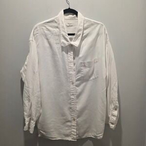 Wilfred Free White Linen Blend Button Up Shirt Relaxed Fit Oversized Medium